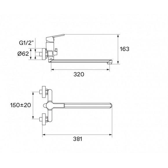 Смеситель Santek Найра для ванны с душем, длинный излив, хром WH5A12001C001