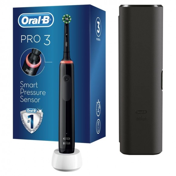 Электрическая зубная щетка Oral-B Pro 3 3500 D505.513.3 CrossAction, черная+Насадки Oral-B EB50BRB CrossAction Black, 2 шт