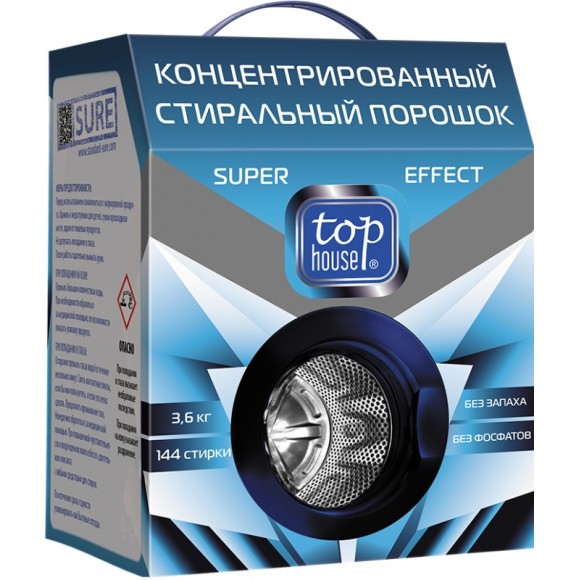 Концентрированный стиральный порошок TOP HOUSE Super Effect 3600 г 