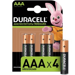 Аккумуляторные батарейки DURACELL AAA (HR03), 900mAh, 4 шт