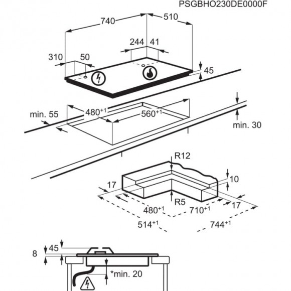 Газовая варочная поверхность AEG HKB75453NB