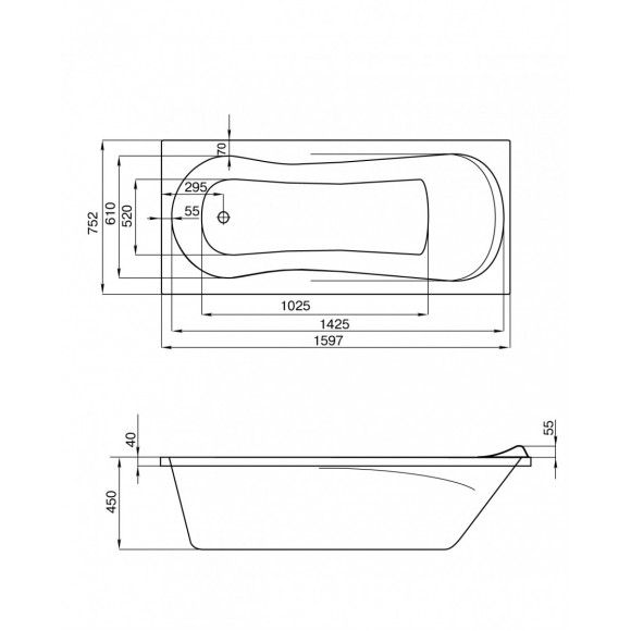 Акриловая ванна Santek Каледония 160х75 прямоугольная белая 1WH302388
