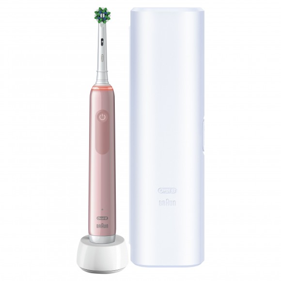 Электрическая зубная щетка Oral-B Pro 3 D505.513.3X, розовая+Насадки Oral-B CrossAction EB50RB-2, 2 шт