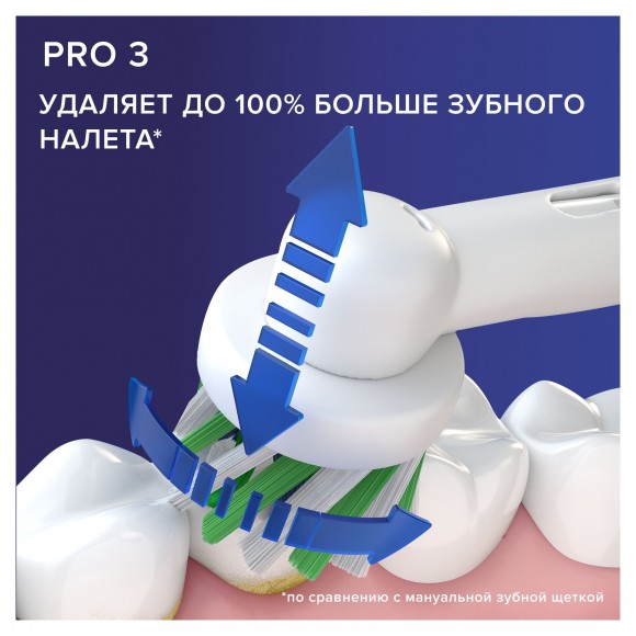 Электрическая зубная щетка Oral-B Pro 3 D505.513.3X, розовая+Насадки Oral-B CrossAction EB50RB-2, 2 шт