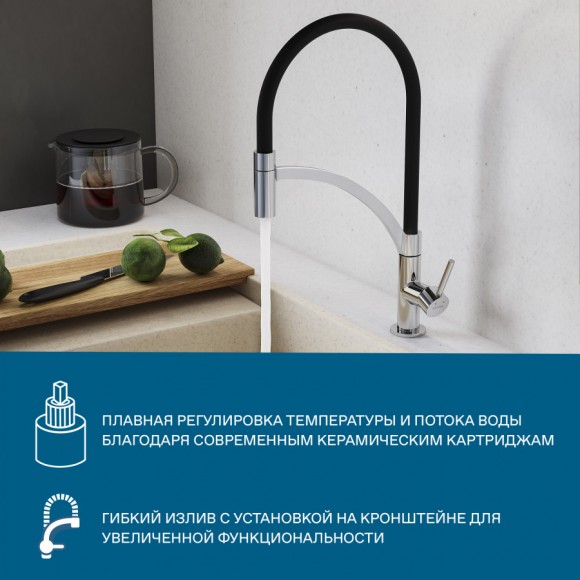 Смеситель Santek Брукс для кухни, гибкий излив, WH5A45013C001