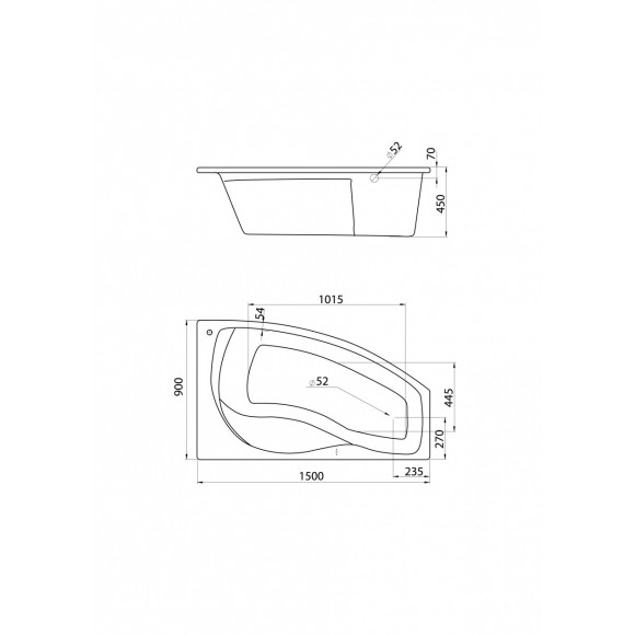 Акриловая ванна Santek Майорка 150х90 R асимметричная белая 1WH111985