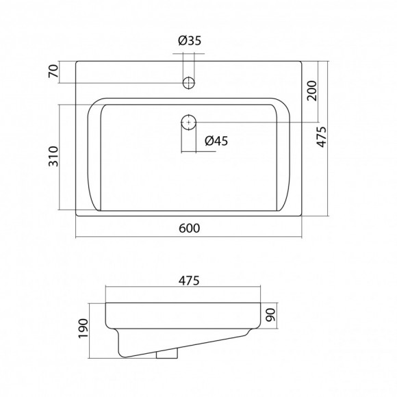 Раковина Santek Тигода 60 отверстие под смеситель 1WH302082