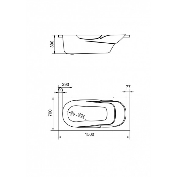 Акриловая ванна Santek Касабланка М 150х70 прямоугольная белая 1WH501530