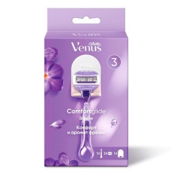 Подарочный набор с женской бритвой Gillette Venus ComfortGlide + 3 кассеты + подставка