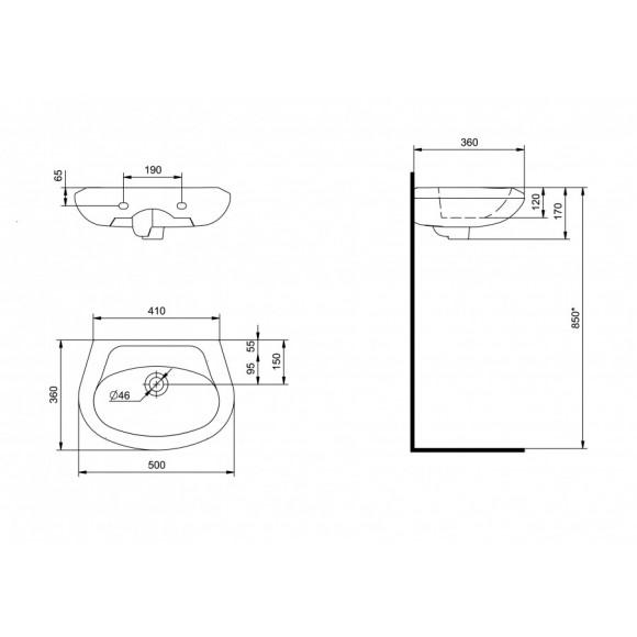 Раковина Santek Бриз 50 без отверстия под смеситель 1WH110448