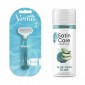 Женская бритва Gillette Venus + 1 кассета+Гель для бритья Satin Care для женщин для чувствительной кожи Aloe Vera, 75 мл