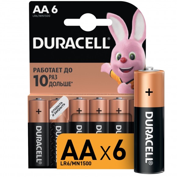Батарейки DURACELL AA (LR6), 6 шт