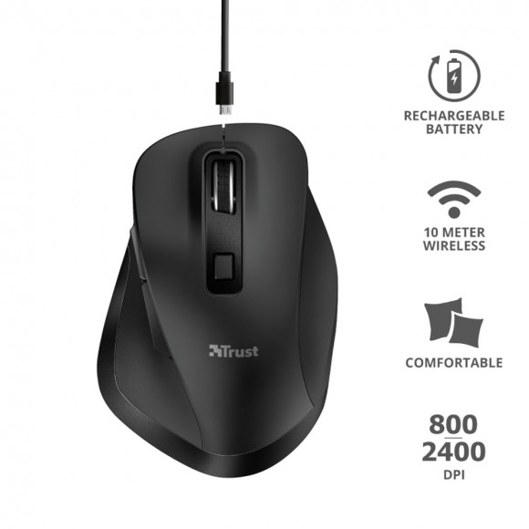 Беспроводная мышь 23804 Trust Fyda Rechargeable Wireless Comfort Mouse черная