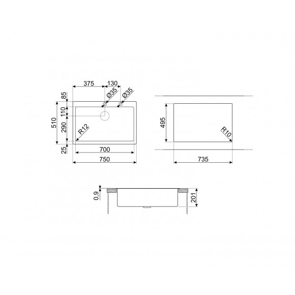 Мойка SMEG VR12S70RS нержавеющая сталь матовый