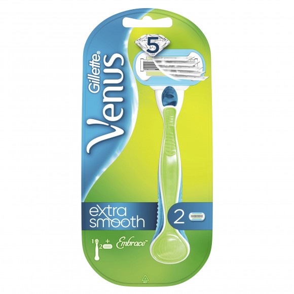 Женская бритва Gillette Venus Extra Smooth Embrace + 2 кассеты+Гель для бритья Satin Care для женщин для чувствительной кожи Aloe Vera, 75 мл