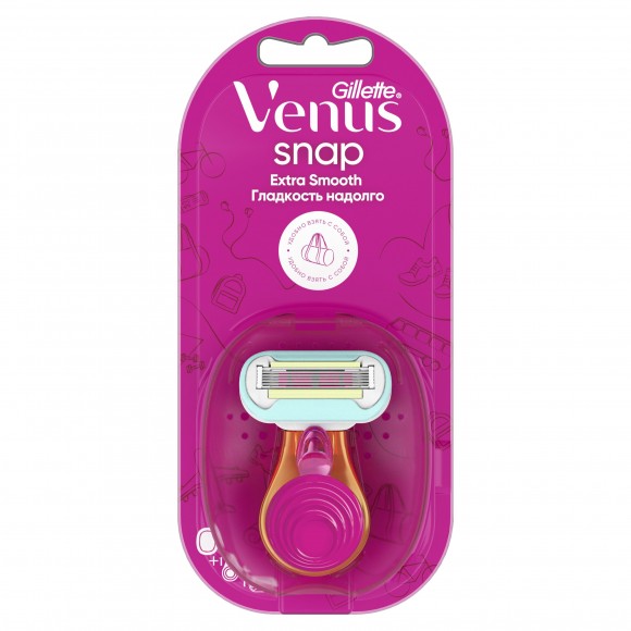 Женская бритва Gillette Venus Snap+Гель для бритья Satin Care для женщин для чувствительной кожи Aloe Vera, 75 мл