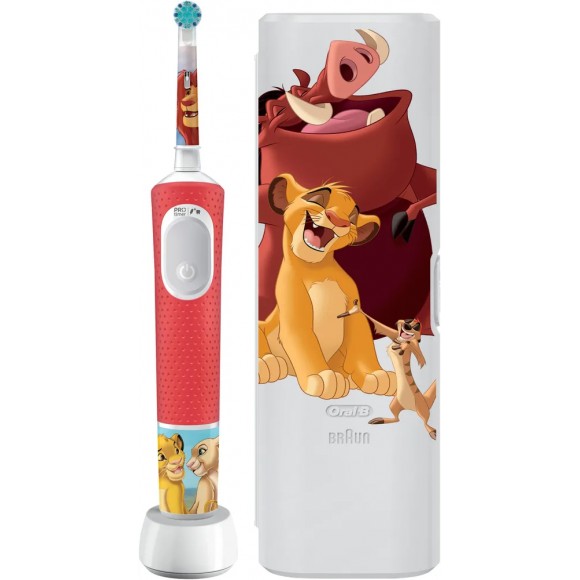 Детская электрическая зубная щетка Oral-B Vitality Kids Lion King "Король Лев" D103.413.2KX + чехол