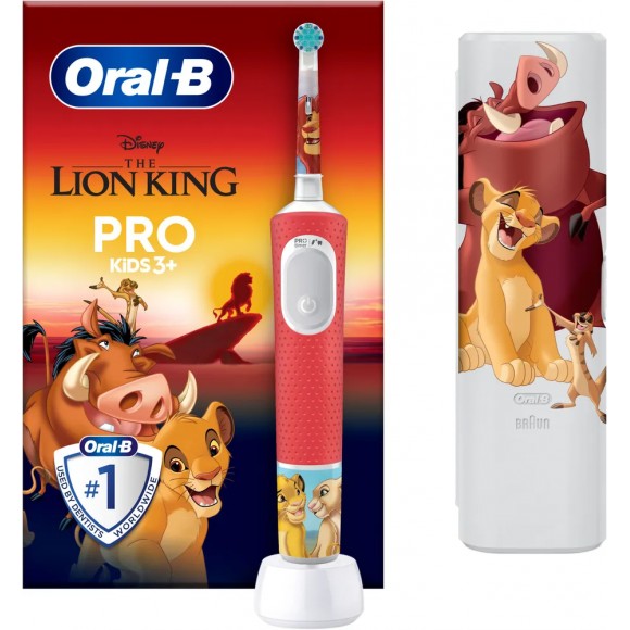 Детская электрическая зубная щетка Oral-B Vitality Kids Lion King "Король Лев" D103.413.2KX + чехол