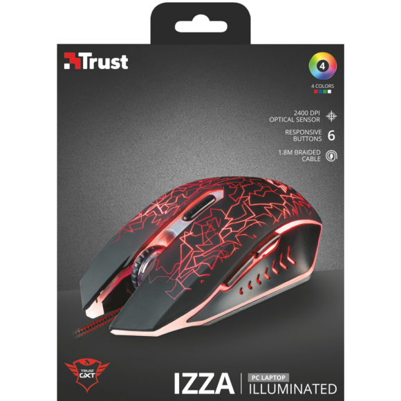 Игровая проводная мышь 21683 Trust GXT 105 IZZA до 2400 dpi 6 клавиш