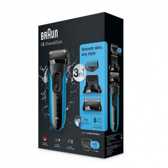 Электробритва Braun Series 3 Shave&Style 3010bt + насадка-триммер и 5 гребней