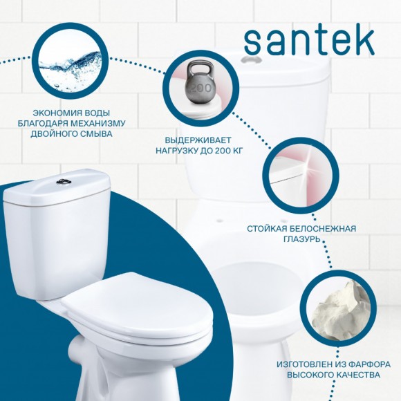 Унитаз-компакт Santek Анимо 1WH302132 с горизонтальным выпуском