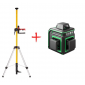 Комплект ADA: лазерный уровень ADA CUBE 3-360 GREEN Basic Edition + штатив-штанга элевационный ADA SILVER PLUS с треногой