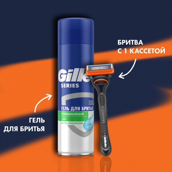Подарочный набор Gillette Fusion с 1 кассетой и гелем для бритья