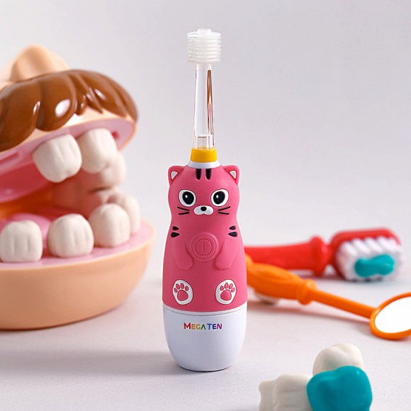 Детская электрическая зубная щетка MEGA TEN Kids Sonic Котенок