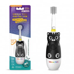 Детская электрическая зубная щетка MEGA TEN Kids Sonic Котенок Black Edition