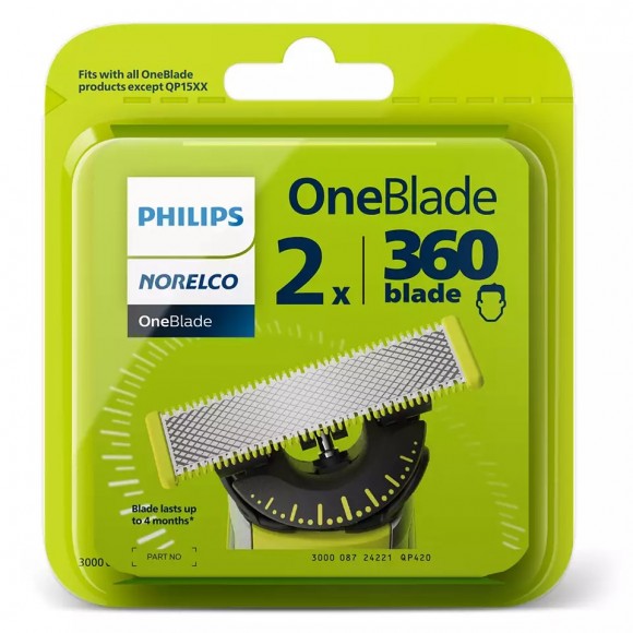 Сменные лезвия Philips Norelco OneBlade 360 Blade Replacement Blades 2-Pack QP420/80