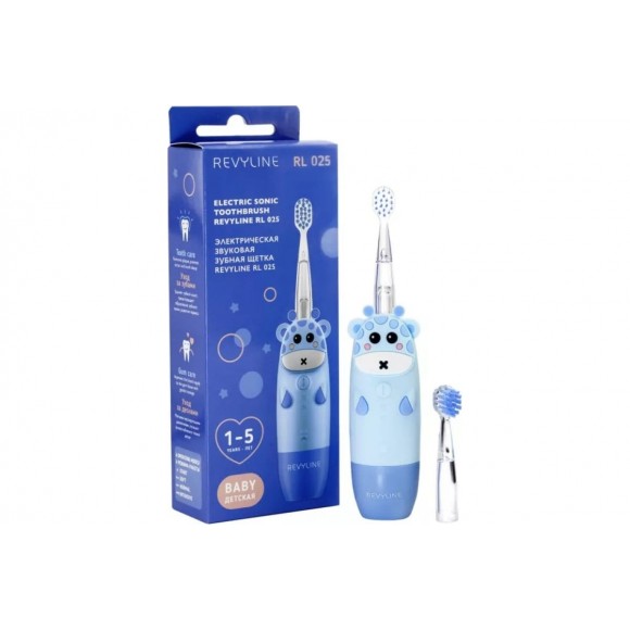 Детская электрическая звуковая зубная щетка Revyline RL025 голубая