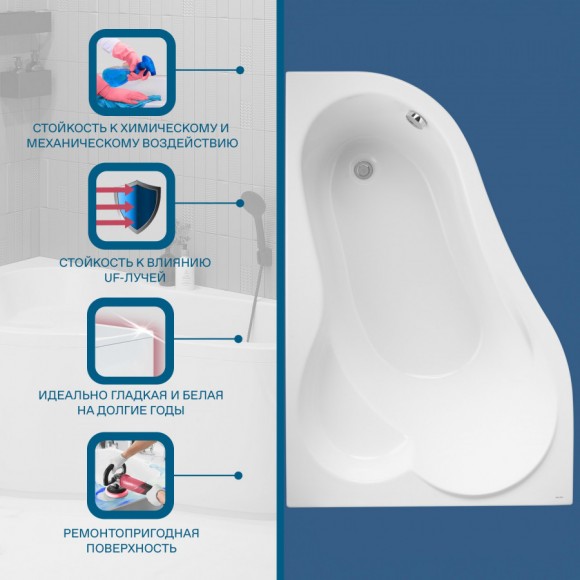 Акриловая ванна Santek Ибица XL 160х100 L асимметричная белая 1WH112036