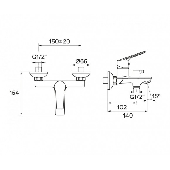 Смеситель Santek Венга для ванны с душем, однорычажный, хром WH5A10003C001