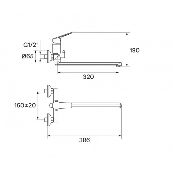 Смеситель Santek Венга для ванны с душем, длинный излив, хром WH5A12003C001