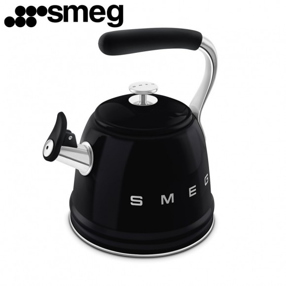 Чайник для плиты SMEG CKLW2001BL со свистком, черный, 2,3л