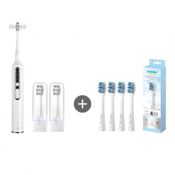 Электрическая зубная щетка USMILE U3 - White + Насадка для зубной щетки USMILE PRO01 Professional Clean - White