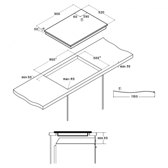 Индукционная варочная панель VARD VHI9552K, чёрный