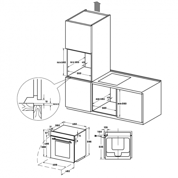 Духовой шкаф VARD VON444X с антипригарной эмалью ColdPyro чёрный