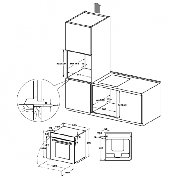 Духовой шкаф VARD с антипригарной эмалью ColdPyro, VON564B, чёрный
