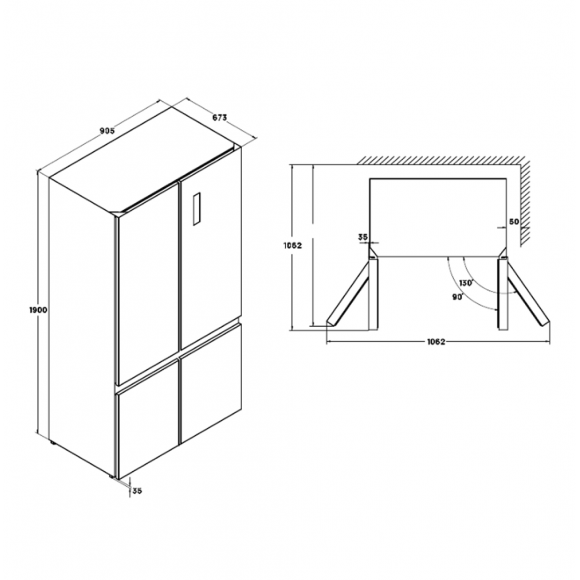 Холодильник-морозильник VARD Cross Door VRK190NI, серый графит