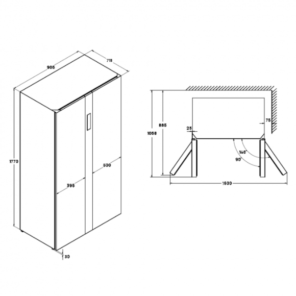 Отдельностоящий холодильник SBS VARD VRS177NI
