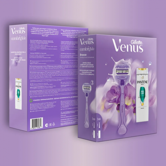 Подарочный набор Gillette Venus ComfortGlide со сменной кассетой и шампунем