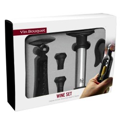 Профессиональный набор для вина Vin Bouquet: штопор твистер, две вакуумные пробки, насос из нержавеющей стали, обрез., FI 003 SET