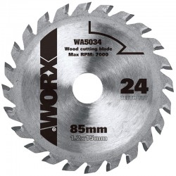 Пильный диск твердосплавный WORX WA5034 24Т ТСТ 85х1,2х15 мм