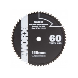Пильный диск по металлу WORX WA5047 60T HSS 115х1,2х9,5 мм