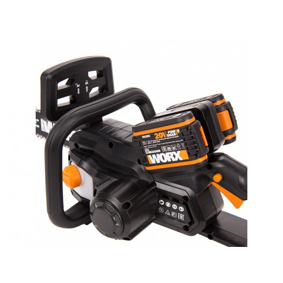Комплект: Цепная пила WORX WG381E.9 + Зарядное устройство WORX WA3880 + Аккумулятор WORX WA3551 в подарок