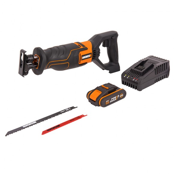 Комплект: Сабельная пила аккумуляторная WORX WX500 + Угловая шлифмашина WORX WX712 + Аккумулятор WORX WA3551 в подарок