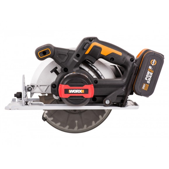 Комплект: Циркулярная аккумуляторная пила WORX WX520.9 + Зарядное устройство WORX WA3880 + Аккумулятор WORX WA3551 в подарок