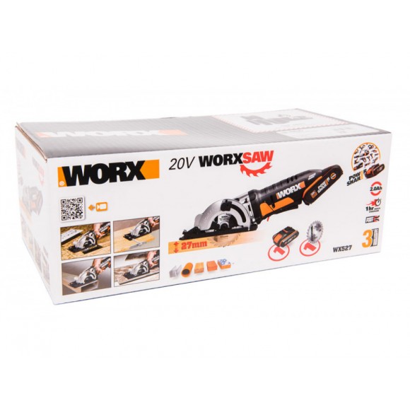 Комплект: Дисковая пила аккумуляторная WORX SAW WX527 + Аккумулятор WORX WA3551 в подарок
