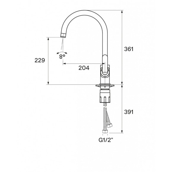 Смеситель Santek Линдос для кухни, черный матовый, WH5A41008N001